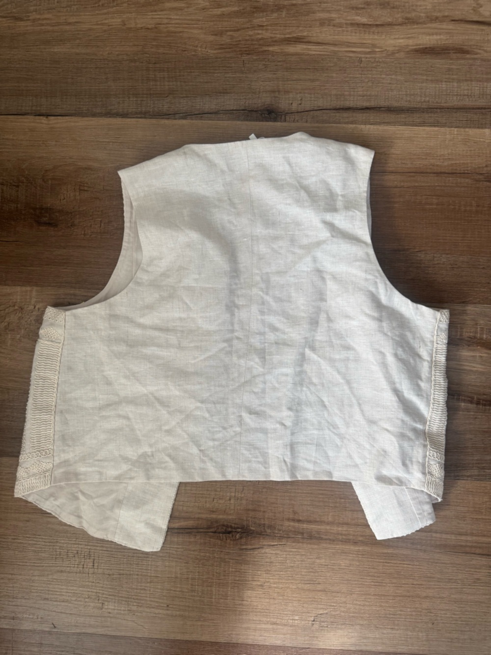 Mango Embroidered Linen Vest Top Large NWT Ecru - Picture 7 of 11